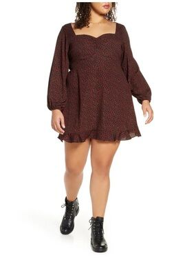 BP Nordstrom Floral Peplum Long Sleeve-  Plus Size Dress